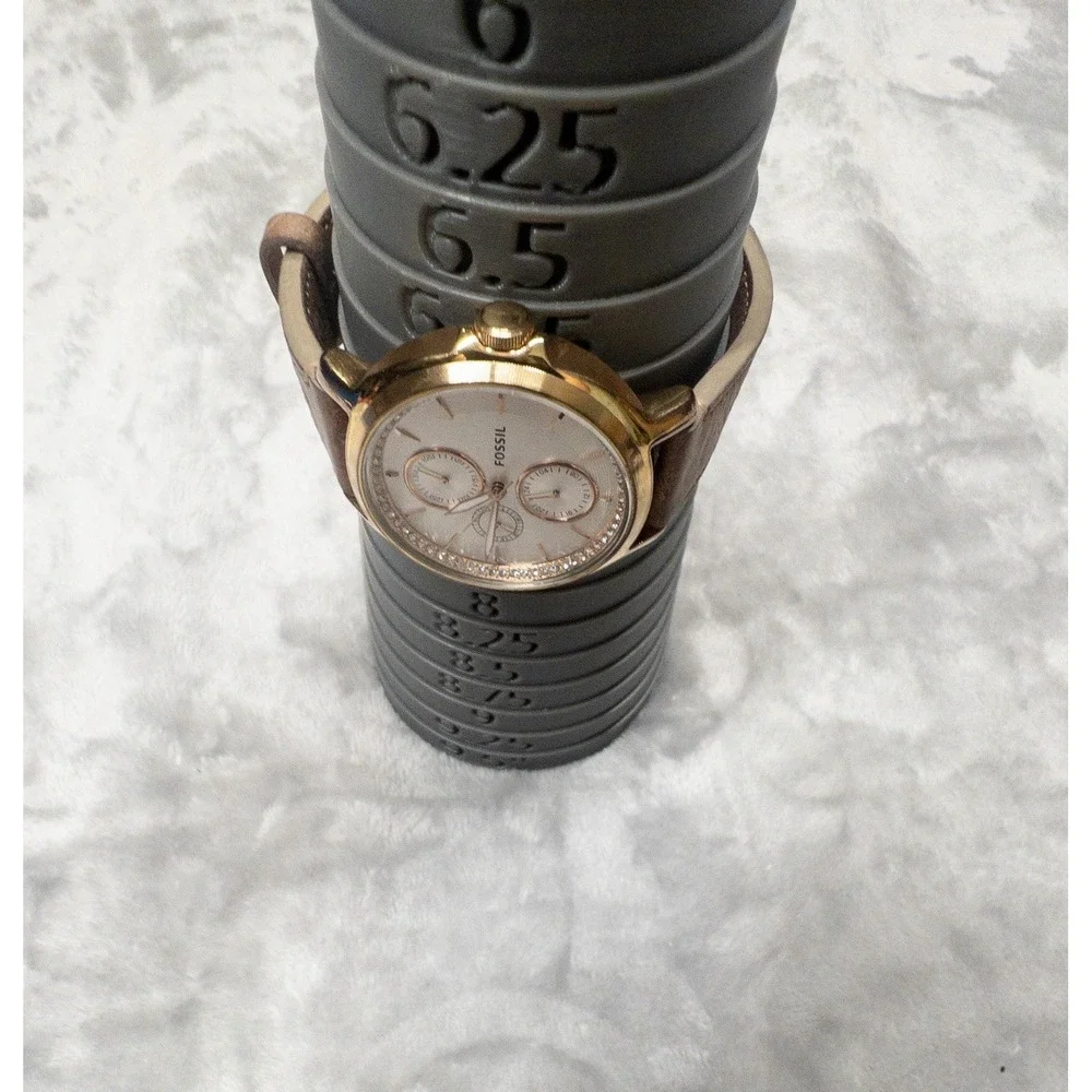 Fossil ES3358 Silver Dial Brown Leather Strap Multifunction 42mm Women's Watch